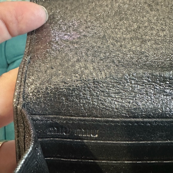 Miu Miu Metallic Silver Bow-Trim Continental Wallet - Picture 5 of 11